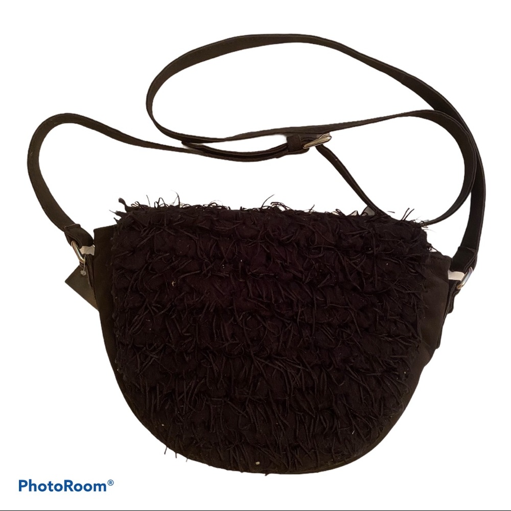 PAPUCEI NEW BAG CROSSBODY SHOULDER BLACK LEATHER ROMANIA HANDMADE FLAP CLOSE